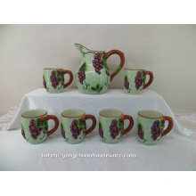 Hand Painting Ceramic Pitcher with The Mugs